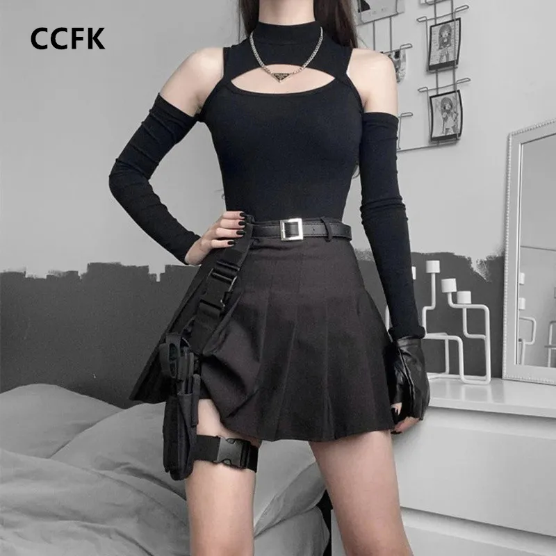 Egirl Outfit Gothic Bodysuit Womens Off Shoulder Long Sleeve