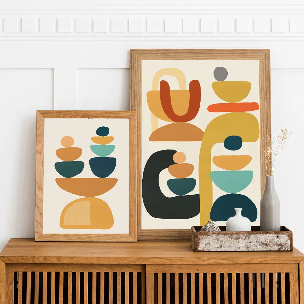 Abstract Geometric Canvas Art Print Modern Wall Decor, Minimalist ...