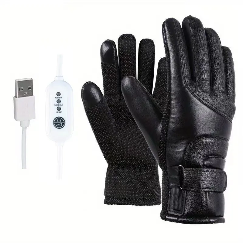USB Winter Electric Warming Gloves, Waterproof Thermal Heated
