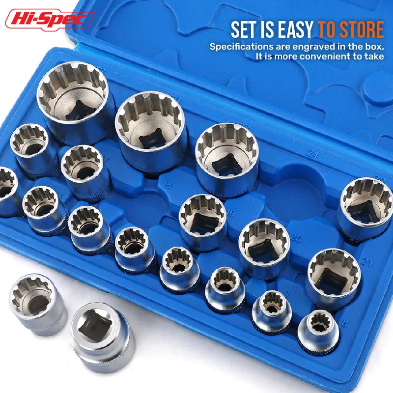 DHgate.com:19pc Hi-Spec Hex Torx Splined Bit Socket Set, M8