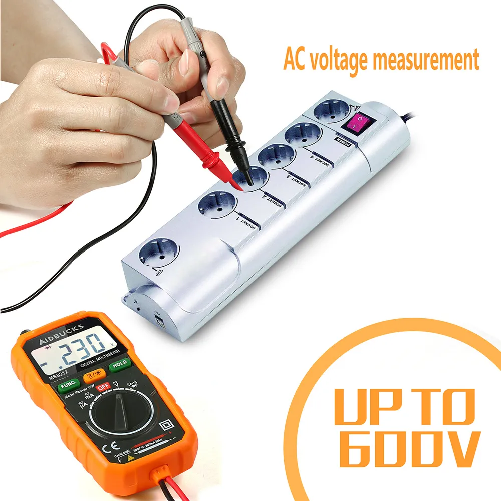 Digital Multimeter DC/AC Current Voltage Meter Auto Range Ammeter ...