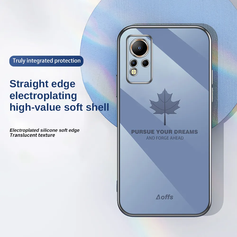 Shockproof LanyardPlating Maple Leaf Style TPU Phone Case Cover