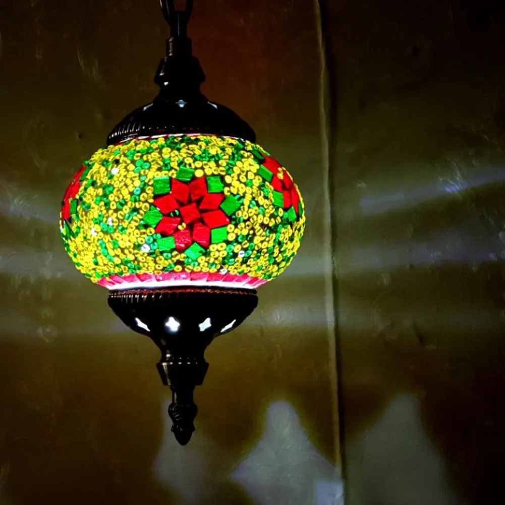 Turkish Mosaic Glass Table Lamp - Handmade Tiffany Style With Multicolored Glass & Antique Brass