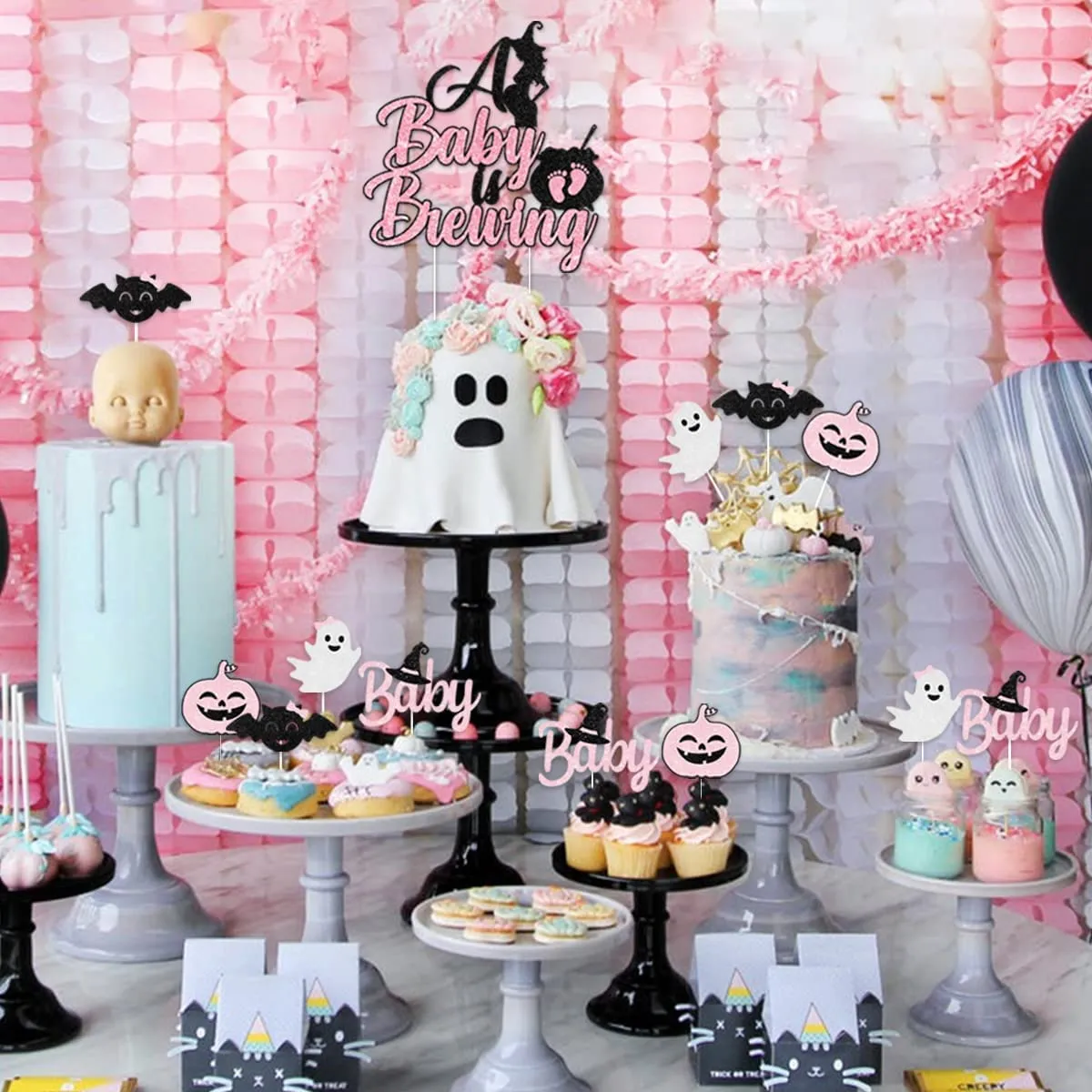24 Stück Halloween Cupcake-Topper „Baby Is Brewing“ – Süße Spinnen-Motive Für Babyparty, Geschlechts-Enthüllung & 1. Geburtstag – Rosa