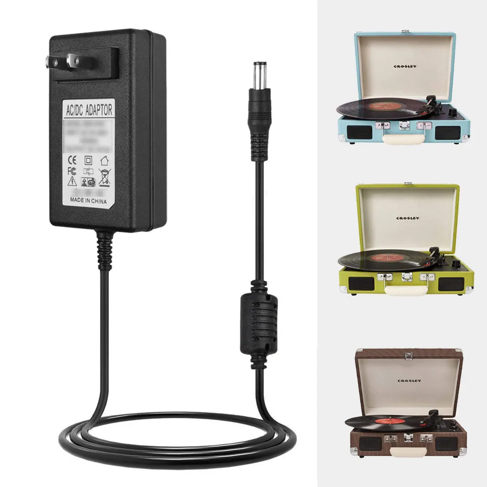 AC Adapter Charger For Crosley CR49 & CR49-BT Traveler Turntable - Power Supply Cord