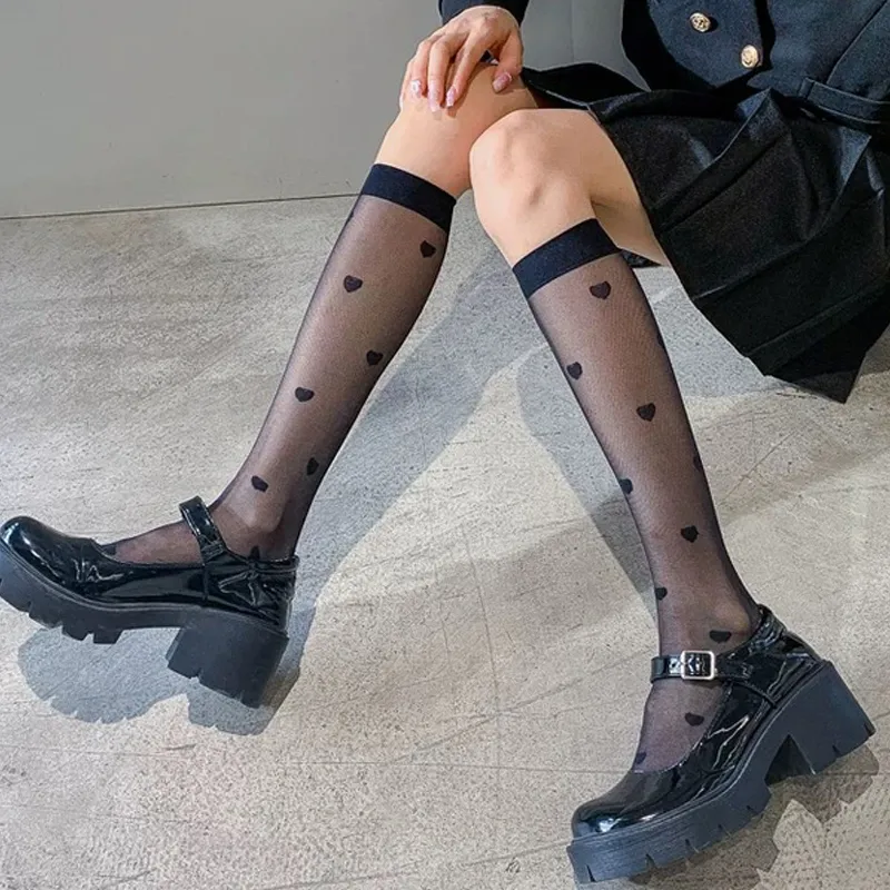 Chaussure Collants Chaussettes Hautes Bas De Dentelle Pour Femmes  Chaussettes En Mailles Hautes À Genou