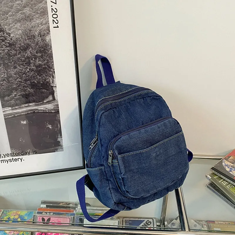 Vintage Denim Shoulder Bags For Teens Lightweight Backpacks  display picture 3
