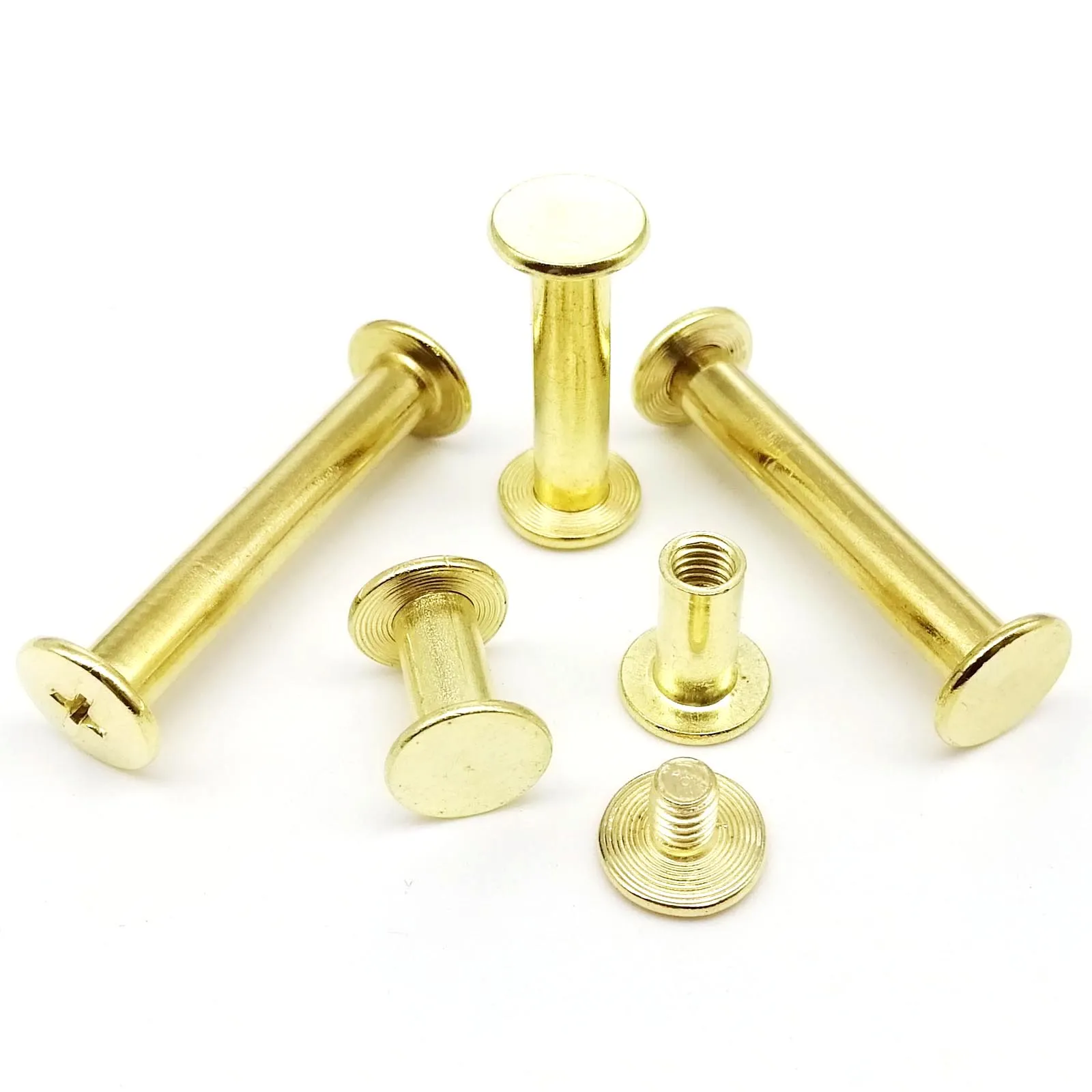 Chicago Screws Assorted Kit Golden Leather Rivets Screw Rivets Slotted Phillip Head Book Binding Posts Nail Rivet Chicago Bolts For DIY Leather Craft Bookbinding (Goldene 3/16"x1/4"-125 Sets