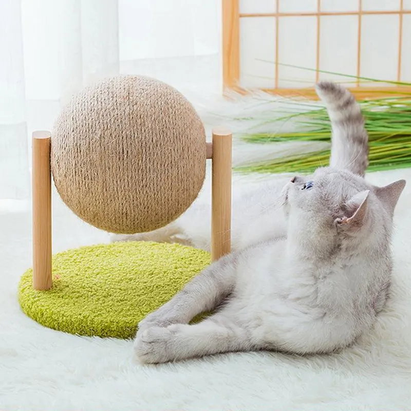 DHgate Multifunctional Cat Tree Natural Sisal Cat Scratcher with Exercise Wheel Climbing Shelves and Ball Toy for Indoor Cats and Kittens Pet Supplies