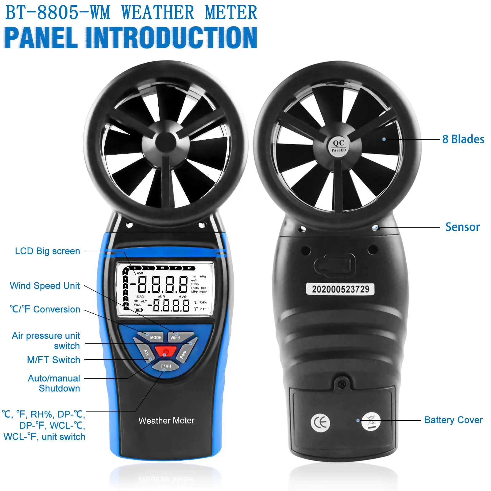 Portable Air Velocity Meter: Digital Anemometer For Wind Speed, Air ...