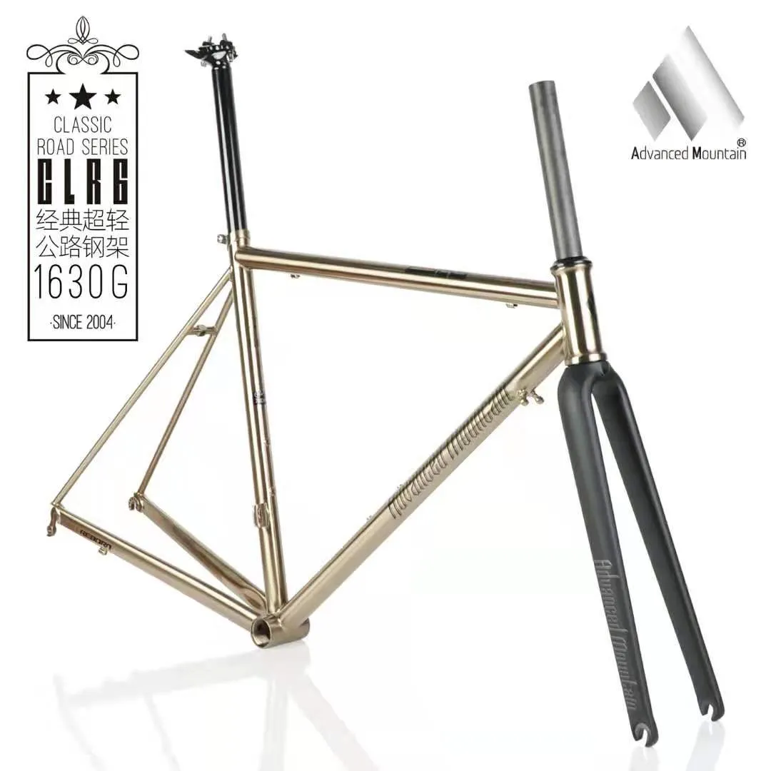 Koozer AM CLR6200 Reynolds 520 Steel Road Frame Carbon Fiber Front Retro Road Frameset 1650g 45 55cm 2024 Model