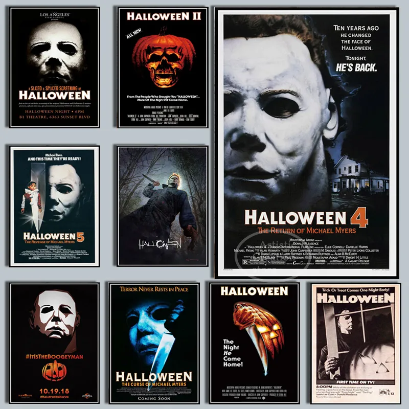 Michael Myers Halloween 映画キャンバスポスター6枚セット Michael Myers Halloween 映画キャンバスポスター6枚セット