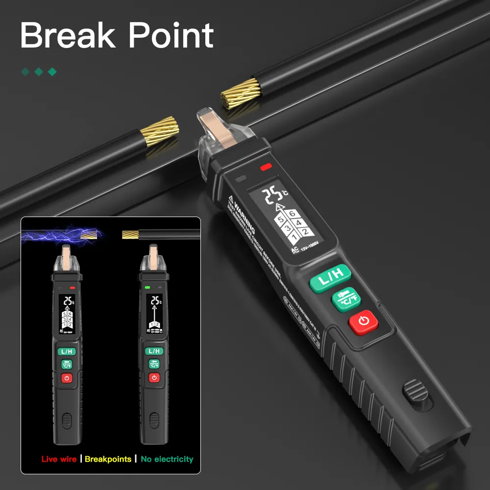 Non-Contact AC Voltage Tester FY18D: Dual Range 12V-1000V/ 48V-1000V ...