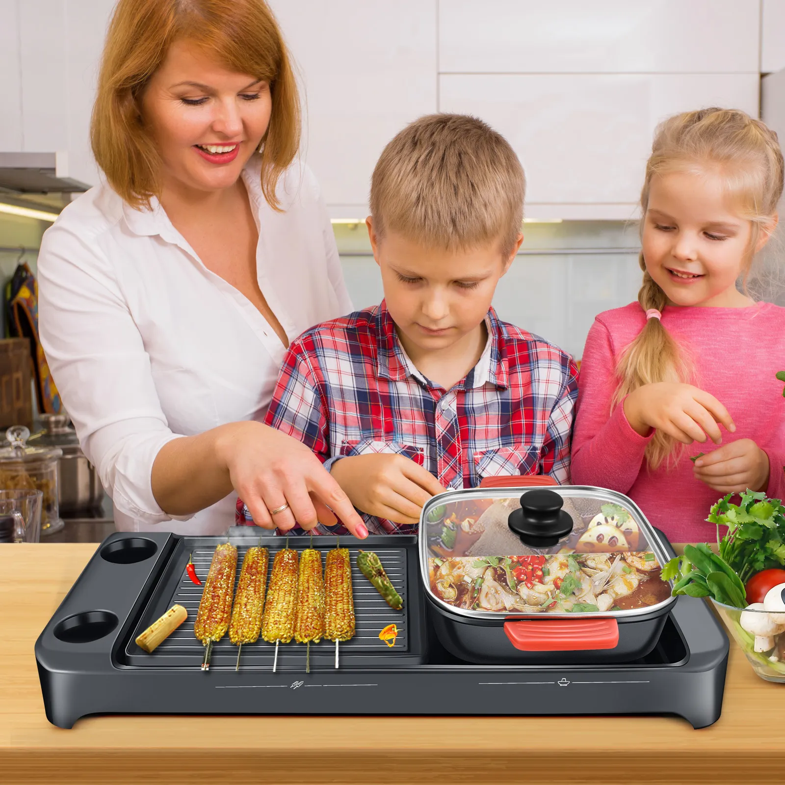 Multifunctional 2 In 1 Electric Grill And Hot Pot For Home Barbecue Non Stick Pan Ku Divider 110V 220V From Homepro2 132.84 DHgate.Com