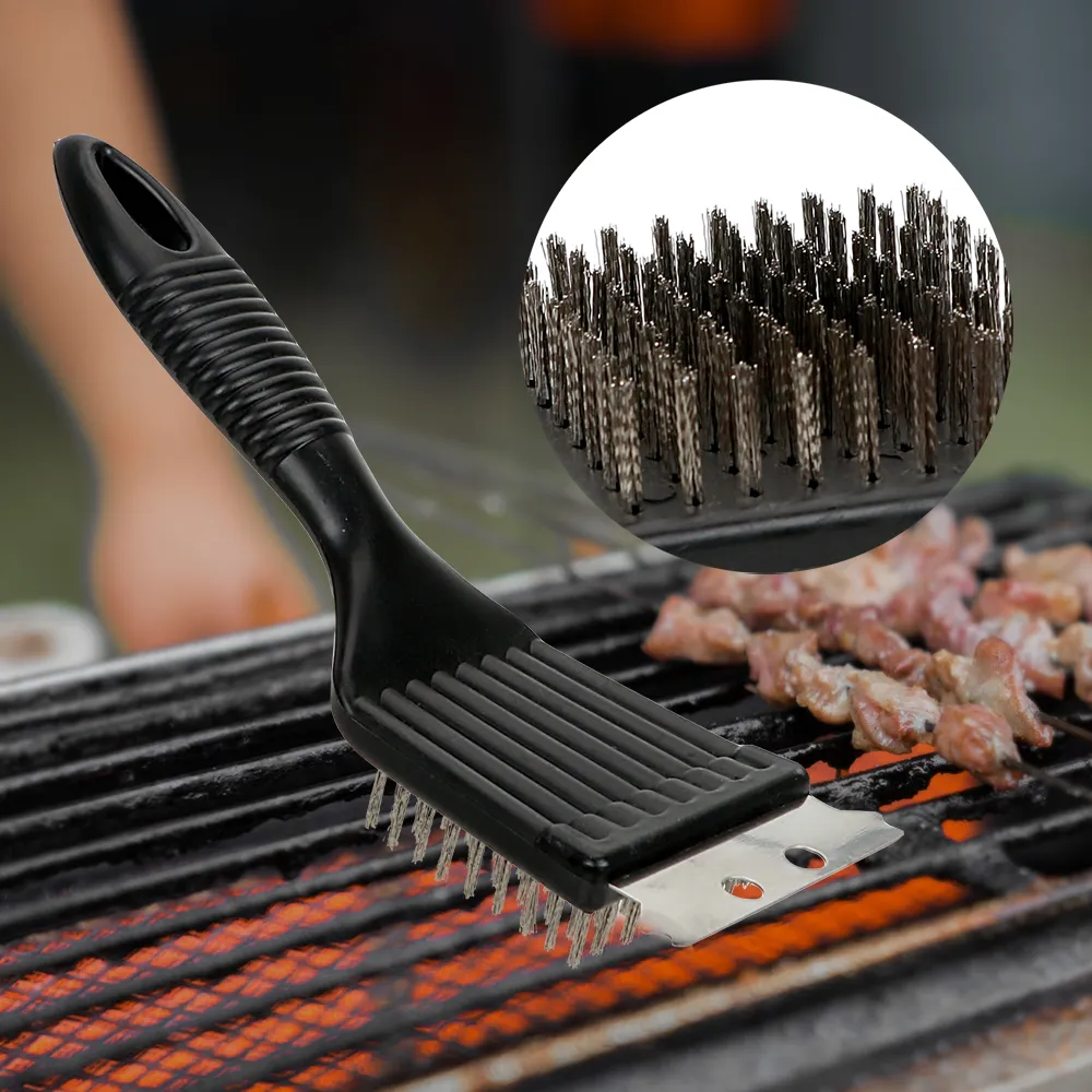 Heavy Duty BBQ Grill Cleaning Brush Set Stainless Steel Bristles Scraper Long Wooden Handle For Outdoor Home Barbecue From Ddmydec 10.29 DHgate.Com