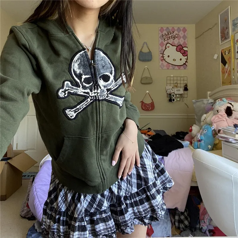 ジャケット・アウター Gothic design poncho y2k Tyadorw Y2K Butterfly Gothic Graphic Zip Up Hoodies Harajuku