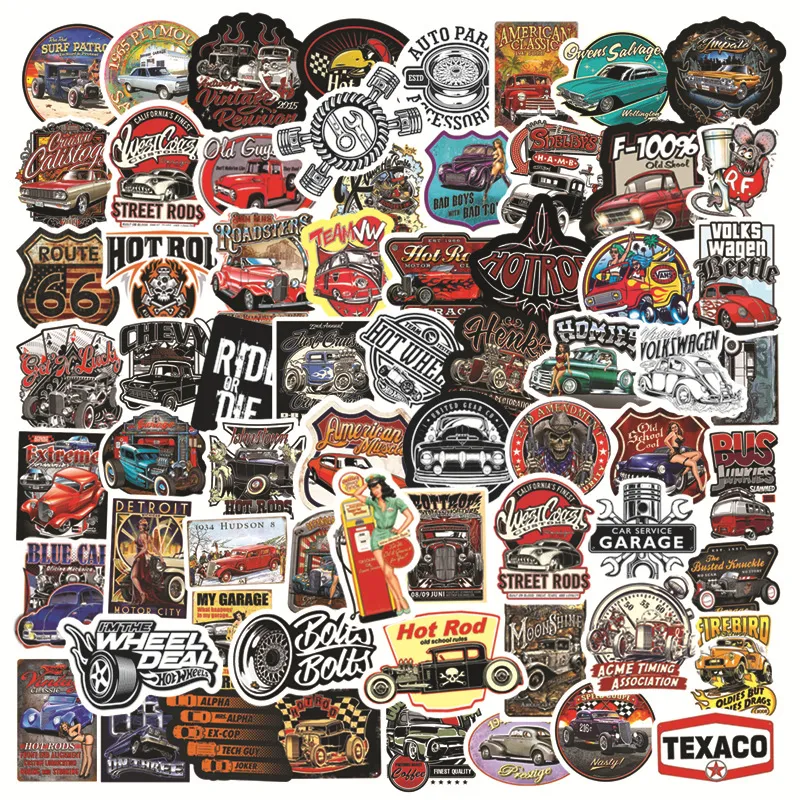Car Stickers And Decals Hotrod Vintage Car Stickers: Glossy Vinyl ...