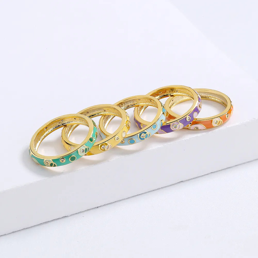 925 Sterling Silver Rings for Women: Colorful Stackable Enamel Bands ...