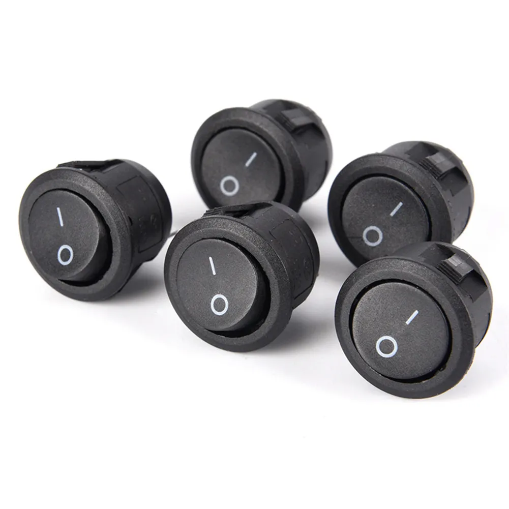 10/5 Pack Black Round ON-OFF Snap-in Rocker Switch, 3A 250V/6A 125V ...