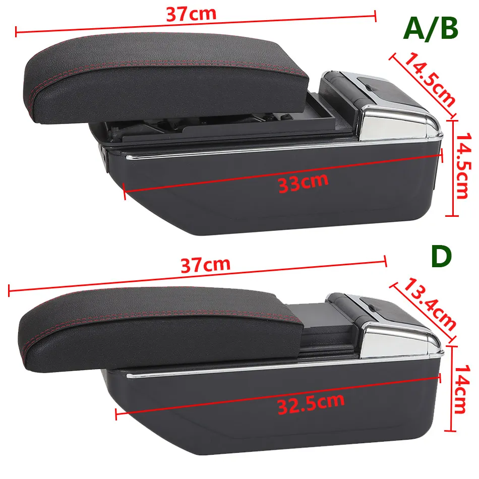 Prachtige Armsteundoos Voor 208 2013-2018 Middenconsole Opbergdoos Met Bekerhouder Dubbellaagse Armsteun Accessoires Zwart 4 Usb Zwart Met Zwart