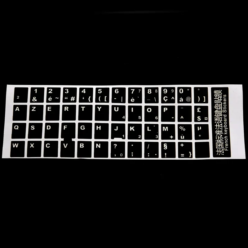 French AZERTY Keyboard Sticker with Blue Lettering ON