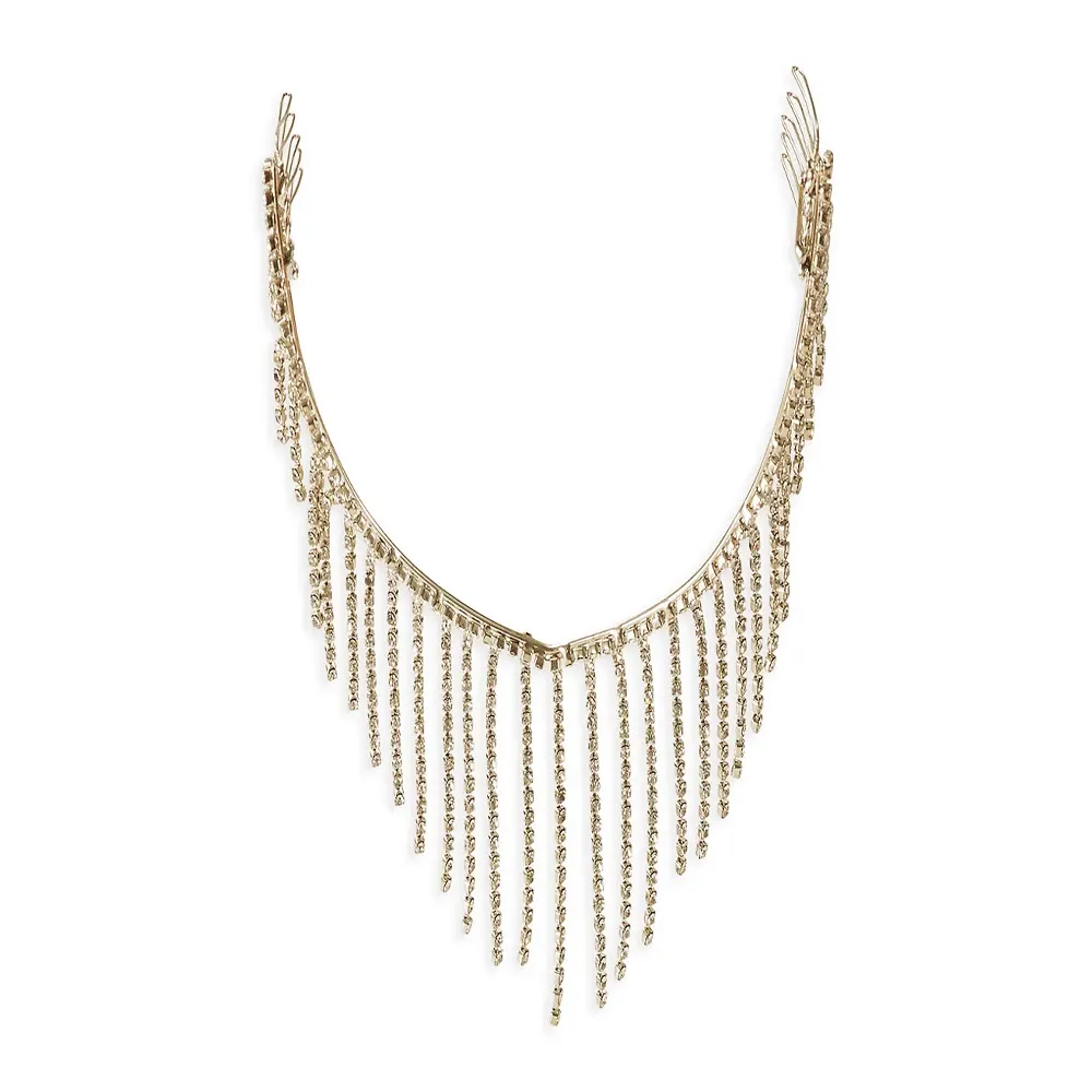 Wedding Gold Rhinestone Head Chain Headband Bridal Hair Accessories Fringe Wedding Gold Rhinestone Head Chain Headband Bridal Hair  main image 4