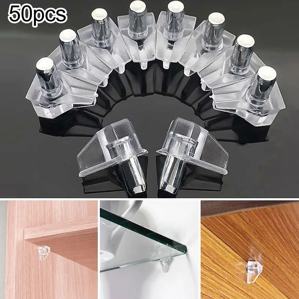40-Pack Clear Shelf Support Pegs 5mm – Plastic & Metal Cabinet Pins For Bookshelves, Wardrobes, And Kitchen Shelves