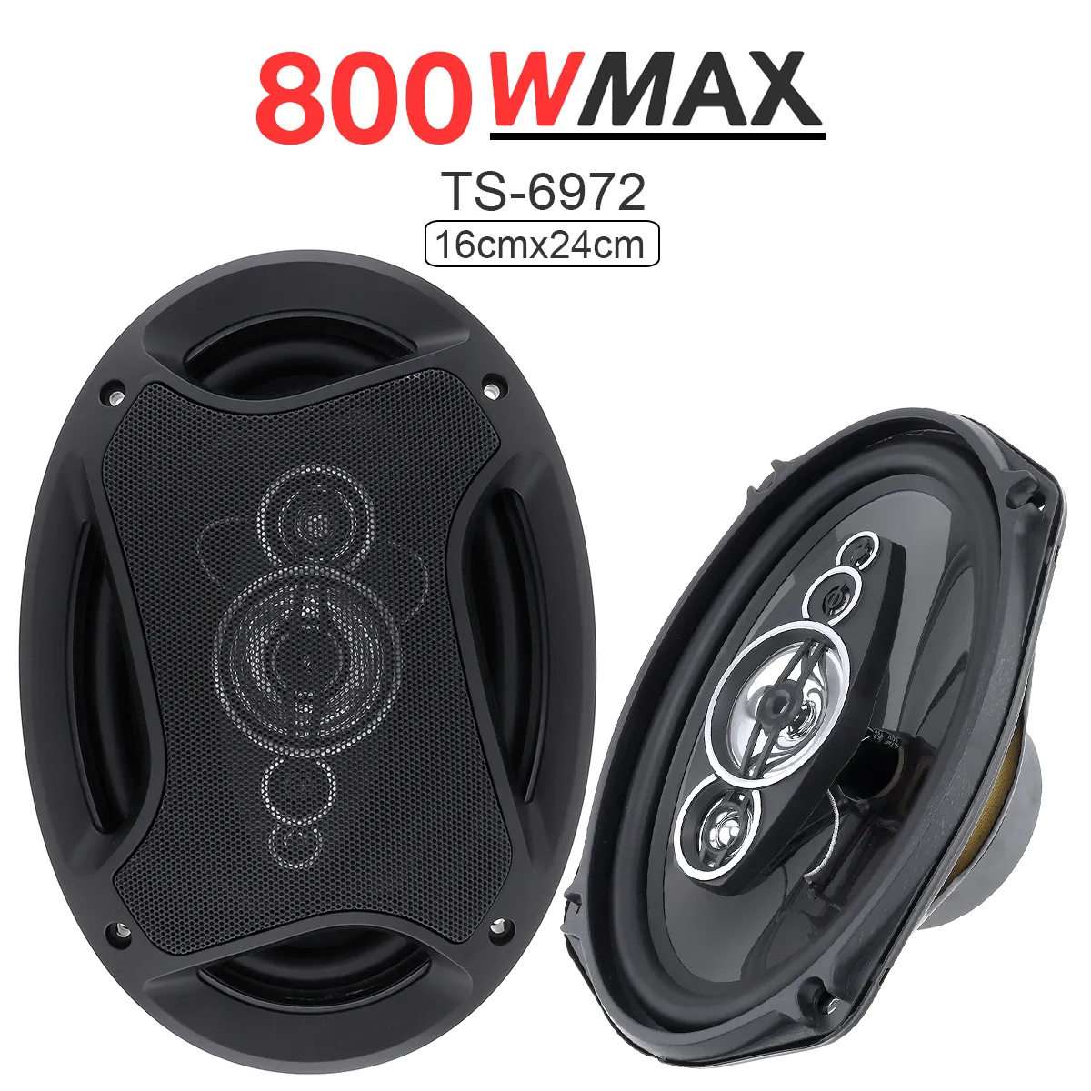 2x 6 Inch 500W 4-Way Car Coaxial Speakers - 12V Full Range Hi-Fi Stereo, Round