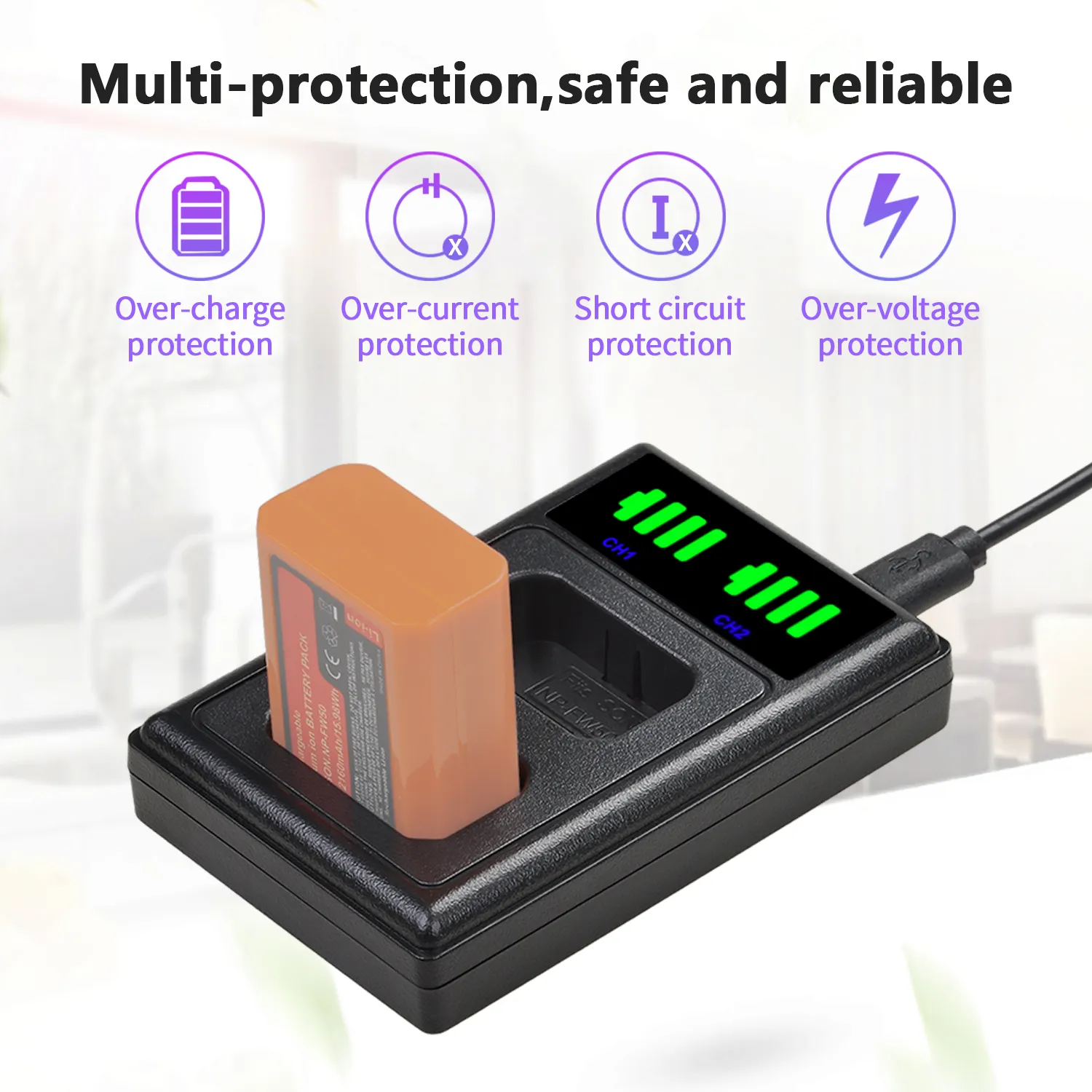 2 Batteries NP-FW50 + Chargeur USB Pour Sony Alpha A6000, A7, A5100... - 1950mAh - Affichage LED Intelligent