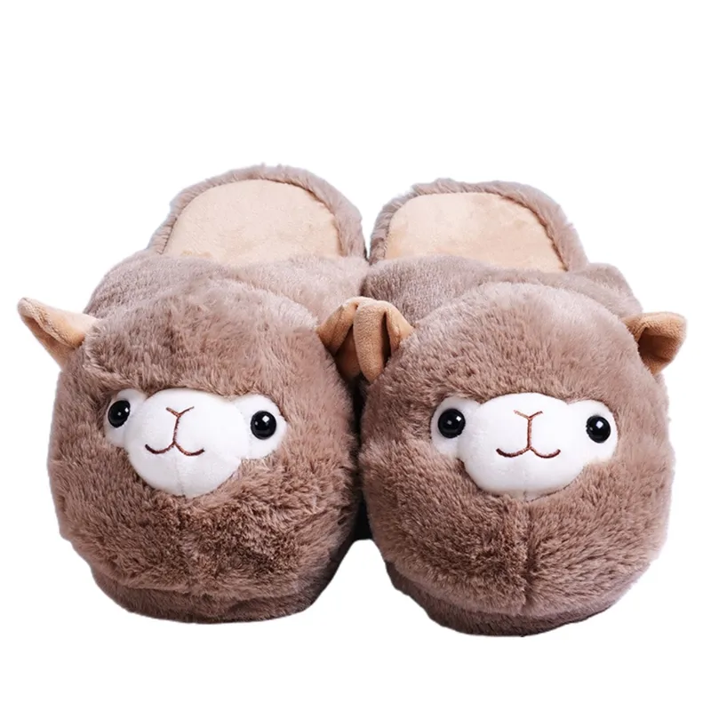 Womens Slippers Girls Llama Slippers Plush Slipper: Ladies Animal