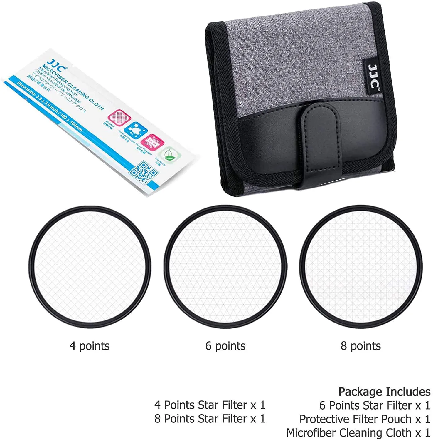 JJC 4-8 Points Starburst Filter Kit, 40.5-77mm Star Filter with Filter ...
