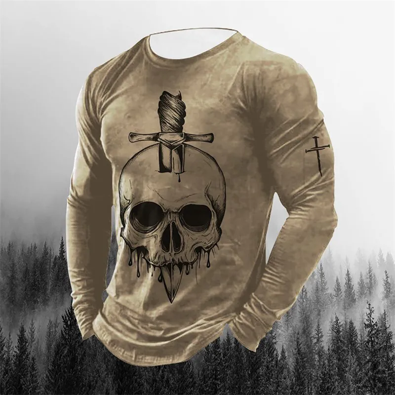 【骸骨】skull zip print long t shirt 骸骨】skull zip print long t shirt Cross Skull Print Long
