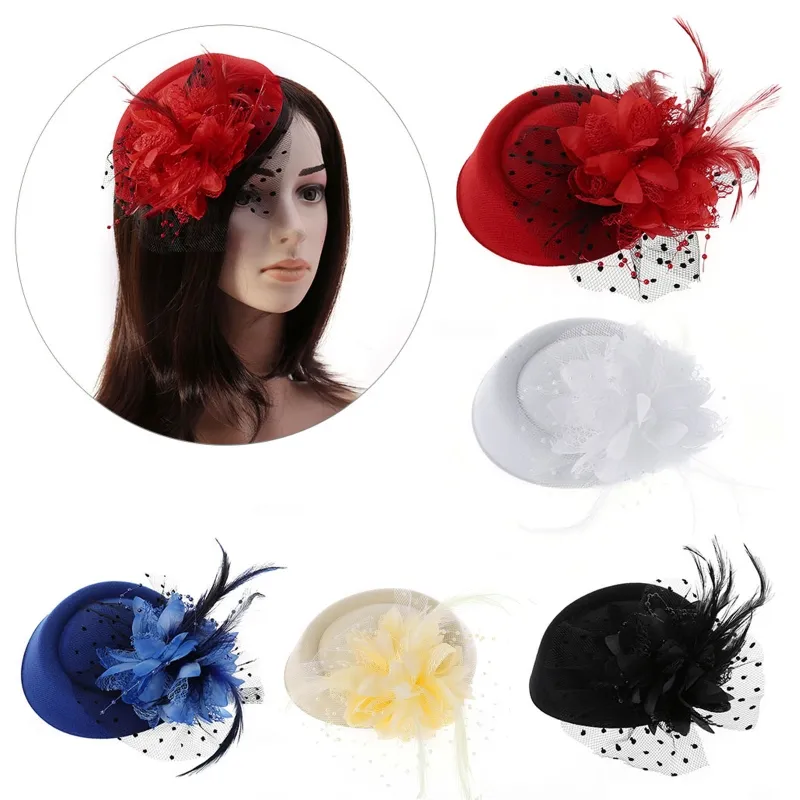 Women Fascinator Hat 20s 50s Vintage Solid Color... From  display picture 3