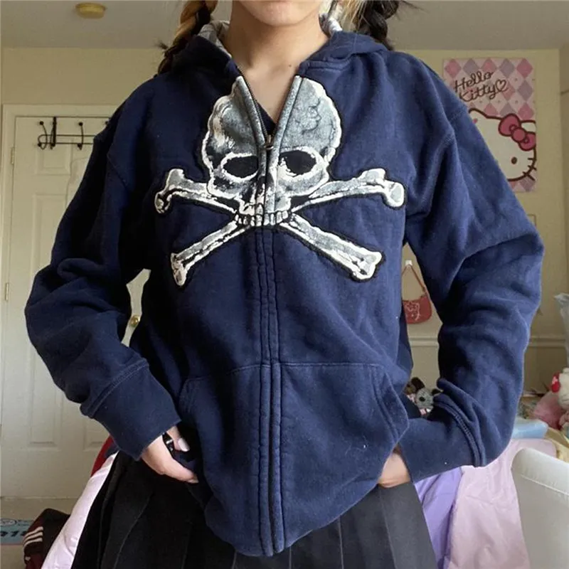 ジャケット・アウター Gothic design poncho y2k Tyadorw Y2K Butterfly Gothic Graphic Zip Up Hoodies Harajuku