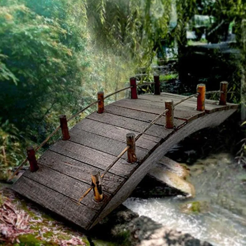 YARNOW Miniature Bridge Decor 10cm Wooden Arch Bridge