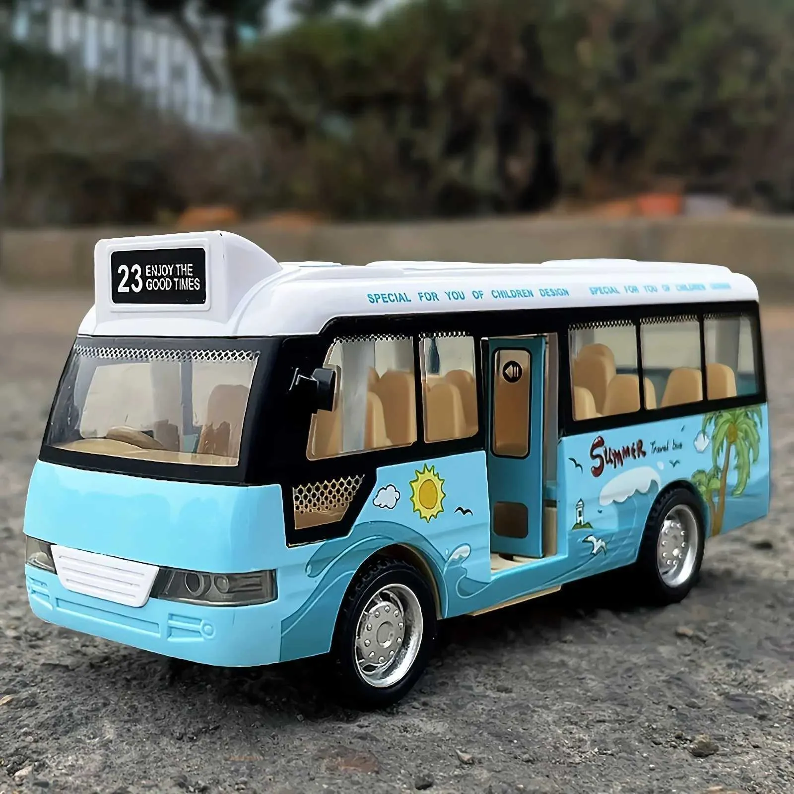 School Bus Toys Mini Car Model Die Cast Plastic City Bus With Sound And ...