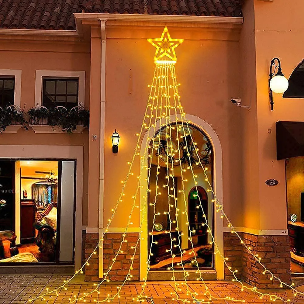 Automationpro 350 LED Waterfall String Lights - Christmas Tree Topper Star, 3.5m, IP55 - View #2