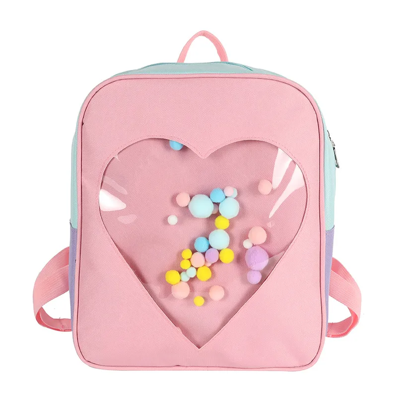 DHgate.com:Love Heart Transparent Backpack: Japanese Student