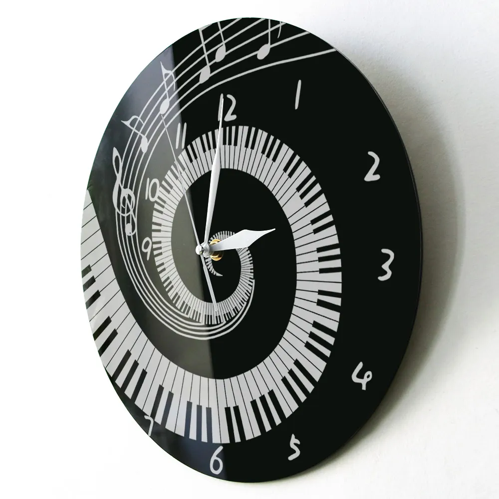 Piano Keys Black and White Modern 12 in 30 cm Round Acrylic Wall Clock ...