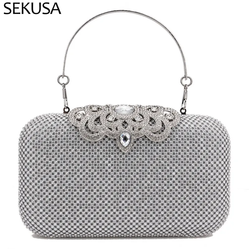 Fiada Rhinestone Clutch Purse & Jewelry Set – Silver Evening Bag With Necklace, Bracelet, Earrings For Party - View #11