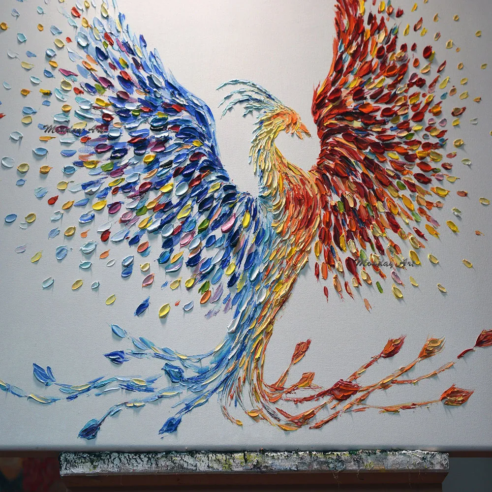 Contemporary Abstract Phoenix Bird Painting ORIGINAL Textured Oil