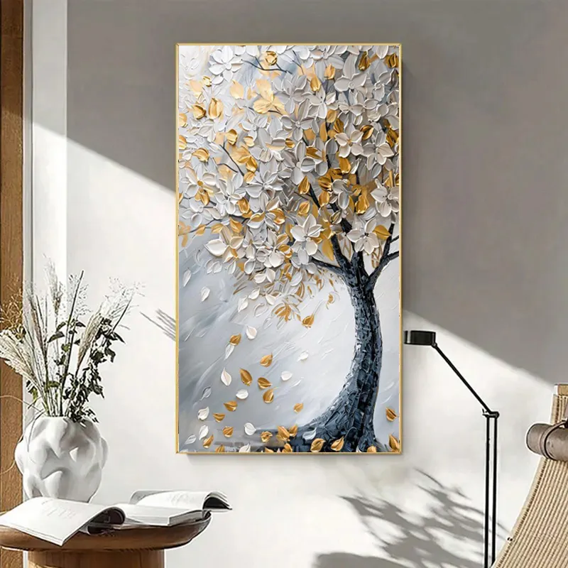 Gold Tree Canvas Gold Canvas Art Modern Landscape Picture For Bedroom ...