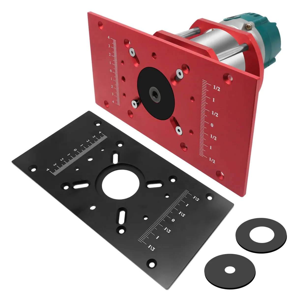 Aluminum Router Table Insert Plate - 13x11.8 Inches, With Insert Rings & Screws, For Woodworking Benches & Trim Routers