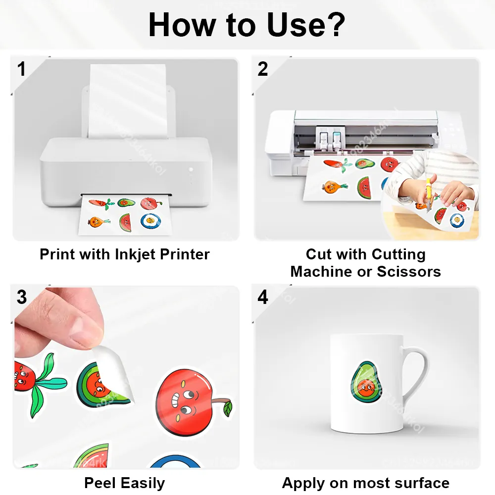Invisible Paper Sticker 10 Sheets of White Transparent Holographic sticker cutting for DIY ...
