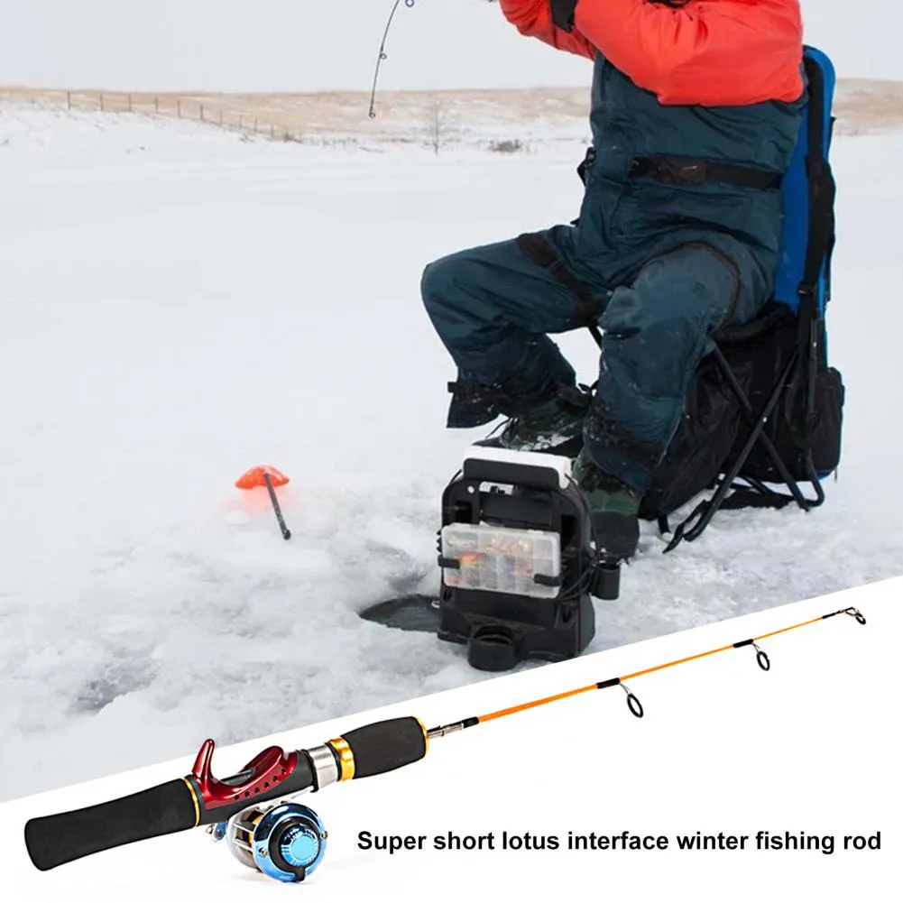 Casting Rod 52cm Ice Fishing Rod Two-Piece Fiberglass Pole With