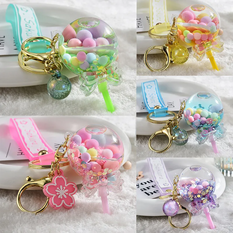 キーホルダー・アクリルキーホルダー OIL GLITTER ACRYLIC KEYCHAIN Oil Liquid Lollipop Keychain Quicksand Snowflake Glitter Acrylic