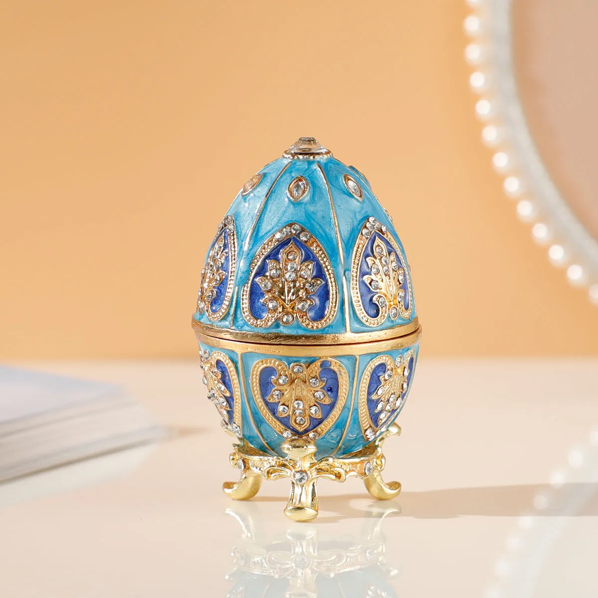 アンティーク雑貨 Vintage Egg Jewellery Box Vintage Egg Trinket Box Floral Blue,jewelry Box and Organizer - Etsy