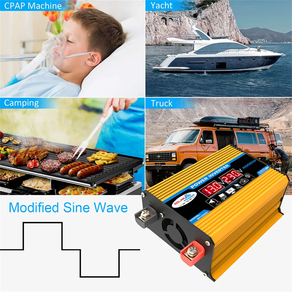 300/4000W Full Sinus Inverter Car Voltage Converter 12V DC to AC 110/220V Car Power Inverter LCD Display Inverter Pure Sine Wave