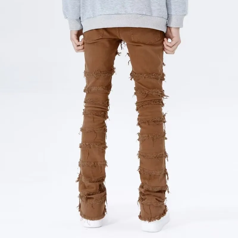 2023 Vibe Style Tassel Brown Hip Hop flare jeans for Men and 2023 Vibe Style Tassel Brown Hip Hop flare jeans for Men and