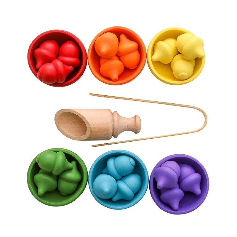 Montessori Rainbow Color Sorting Puzzle Toy: Fine Motor Skills ...